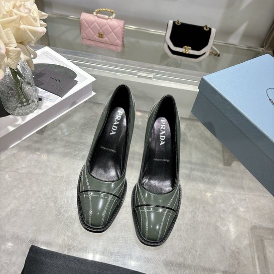 Prada Stitched High Heel Slingback Leather Sandals