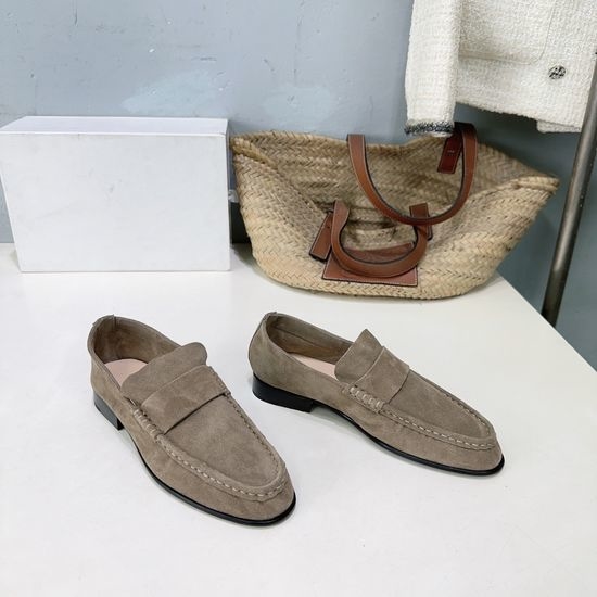 The Row Minimalist Suede Loafers Casual Daily Slip On Shoes