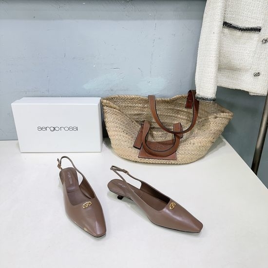 Gianvito Rossi Sheepskin Kitten Heel Slingback Sandals with Metal Decor