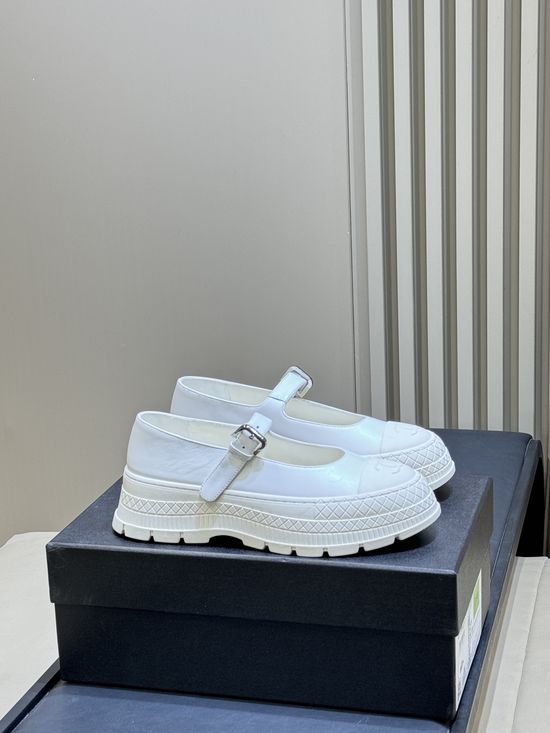 Chanel Quilted Platform Mary Jane Shoes With Adjustable Strap