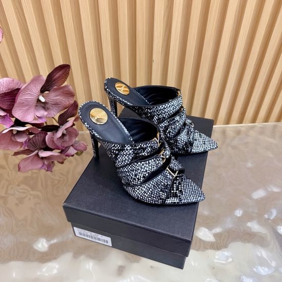 Yves Saint Laurent YSL Elegant High-Heeled Mules with Logo Accent