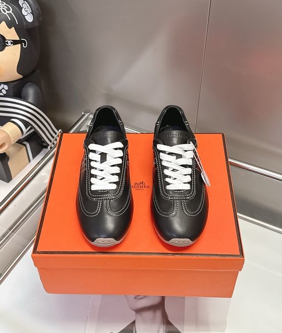 Hermes Soft Leather Casual Versatile Daily Wear Training Shoes