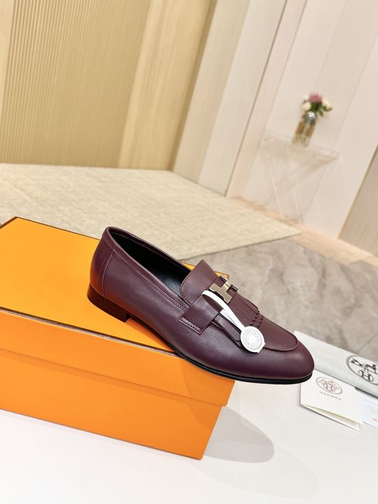 Hermes Premium Sheepskin Leather Sole Comfort Dress Shoes