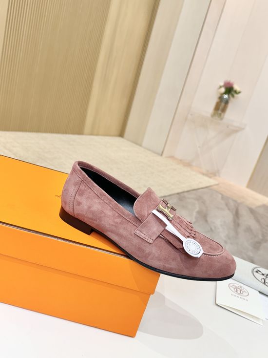 Hermes Premium Suede Leather Sole Soft Dress Shoes
