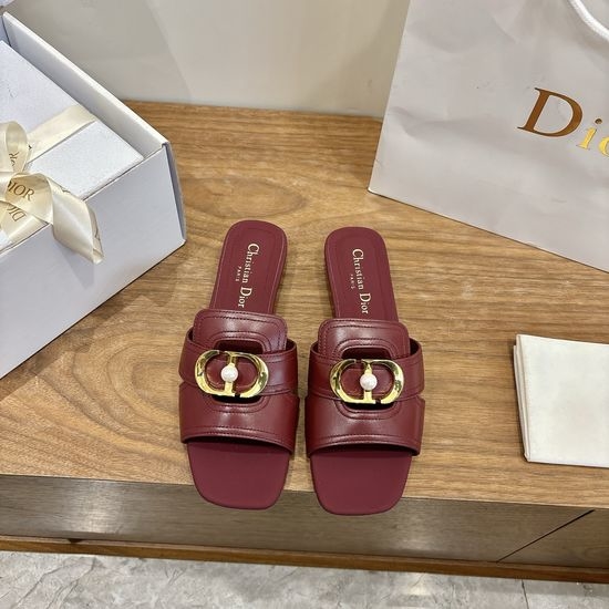 Christian Dior CD Peep-toe Slingback Sandals with Pearl Logo Buckle