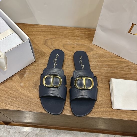 Christian Dior CD Cut-out Design Open-toe Leather Flats