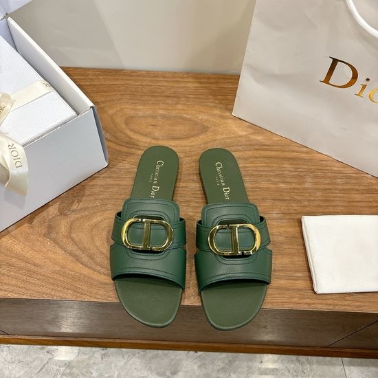 Christian Dior CD Cut-out Design Open-toe Leather Flats