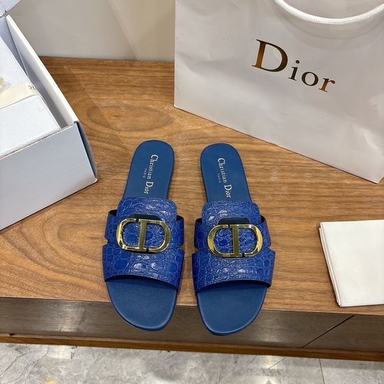 Christian Dior CD Embossed Pattern Open-toe Slip-on Flats
