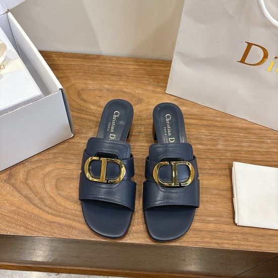 Christian Dior CD Low-heeled Open-toe Leather Shoes