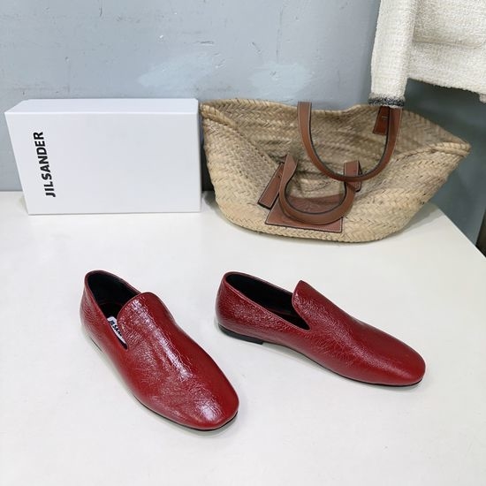 Jil Sanders Chain Decor Leather Loafers with Genuine Leather Sole
