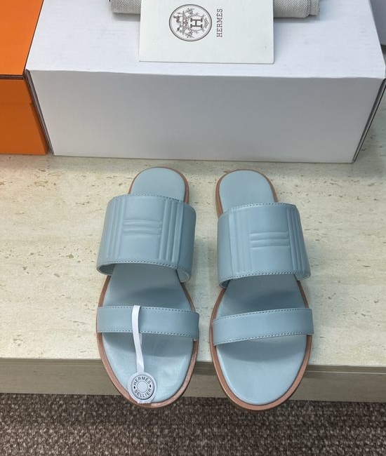Hermes Flat Color-block Round Toe Jelly Sandals
