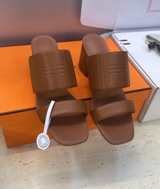 Hermes Chunky Heel Color-block Square Toe Jelly Sandals