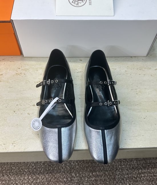 Hermes Color-block Ballets Flat Mary Jane Loafers