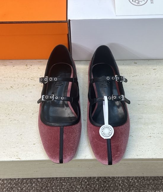 Hermes Color-block Ballets Flat Mary Jane Loafers