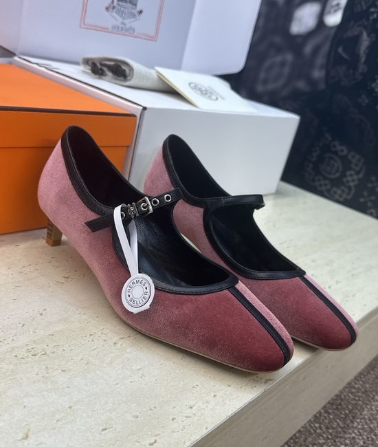 Hermes Custom-Made Color-Block Ballet Flat Shoes with Logo Buckle