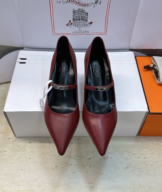 Hermes Kelly Buckle Pointed Toe High-Heeled Fashion Shoes