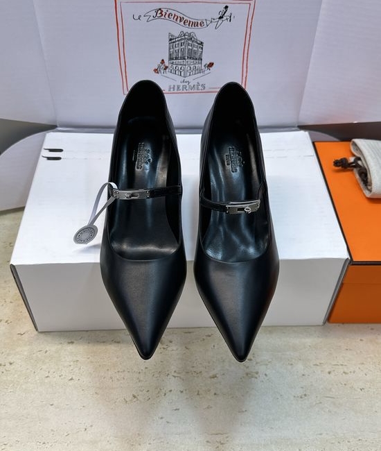 Hermes Kelly Buckle Pointed Toe High-Heeled Fashion Shoes