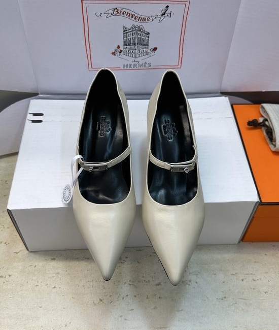 Hermes Kelly Buckle Pointed Toe High-Heeled Fashion Shoes