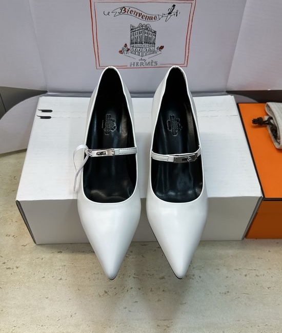 Hermes Kelly Buckle Pointed Toe High-Heeled Fashion Shoes