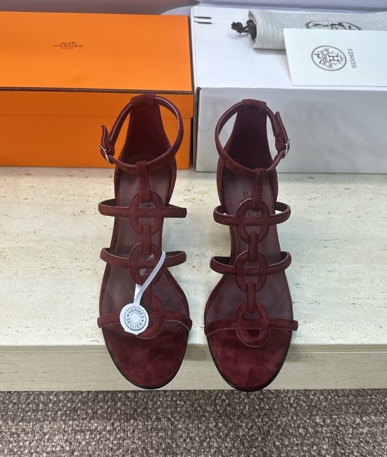 Hermes Chain Pattern High Heel Open Toe Slingback