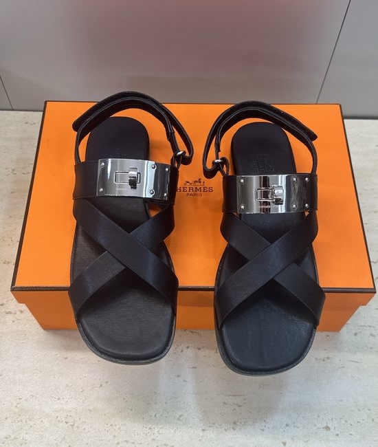 Hermes Kelly Buckle Magnetic Strap Color-Block Sandals