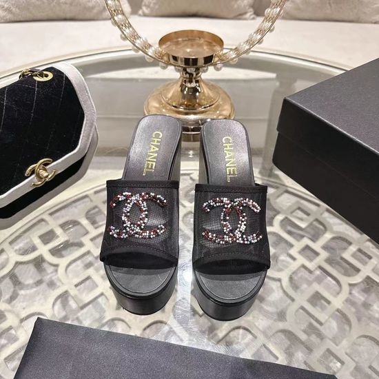 Chanel Beaded Embellished Platform Sandals Comfortable Wide Foot Friendly