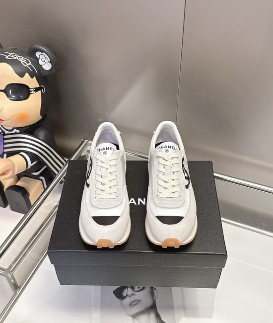 Chanel Mesh Suede Stitching Platform Casual Daily Sneakers