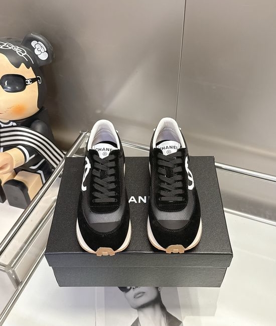 Chanel Mesh Suede Stitching Platform Casual Daily Sneakers