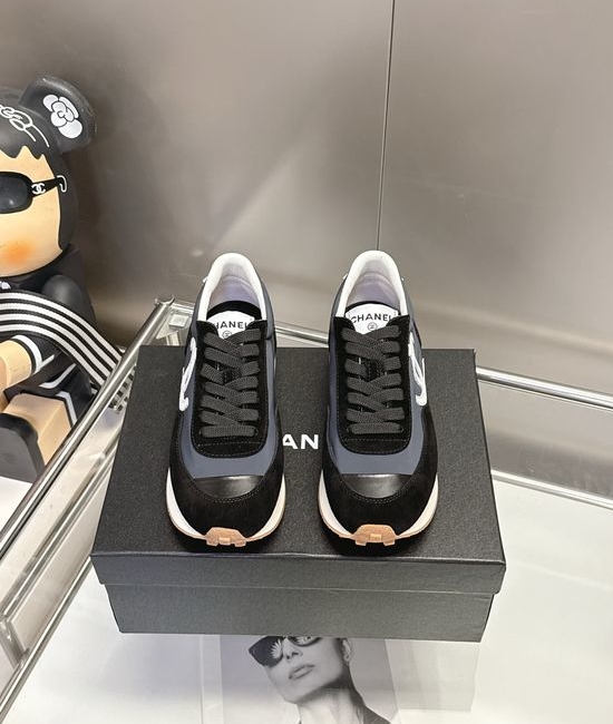 Chanel Mesh Suede Stitching Platform Casual Daily Sneakers