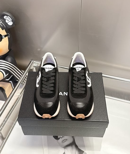 Chanel Mesh Suede Stitching Platform Casual Daily Sneakers