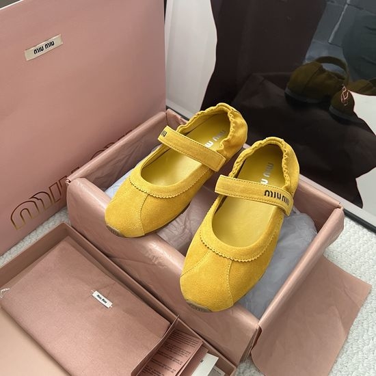 Miu Miu Comfortable Suede Slip On Everyday Ballet Shoes