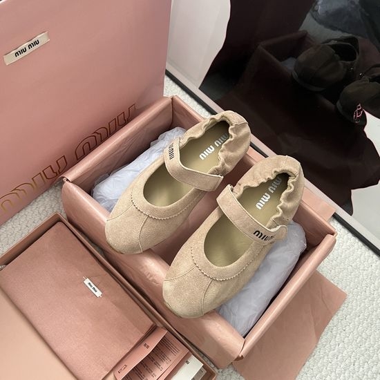 Miu Miu Comfortable Suede Slip On Everyday Ballet Shoes