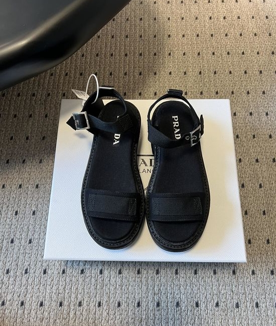 Prada Platform Webbing Sandals Comfortable Breathable All-match Daily Footwear
