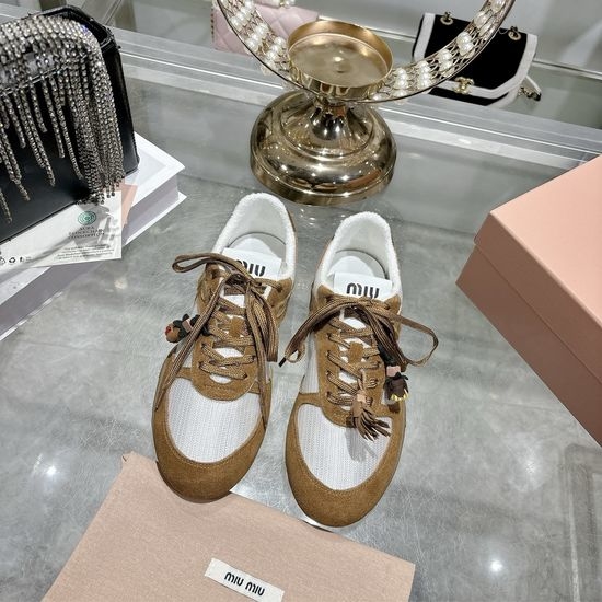 Miu Miu Suede Mesh Breathable Casual Training Shoes
