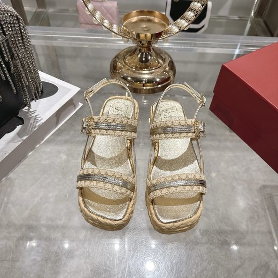 Roger Viver RV Rhinestone Decor Woven Non-slip Comfort Platform Sandals