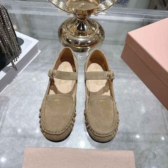 Miu Miu Stretchy Strap Comfortable Versatile Casual Flat Loafers