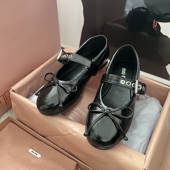 Miu Miu Shiny Mesh Flexible Comfortable Flat Ballet Shoes