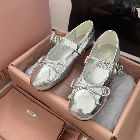 Miu Miu Shiny Mesh Flexible Comfortable Flat Ballet Shoes