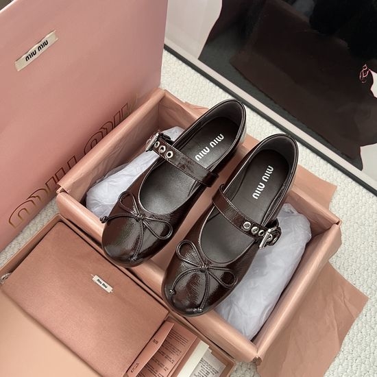 Miu Miu Shiny Mesh Flexible Comfortable Flat Ballet Shoes