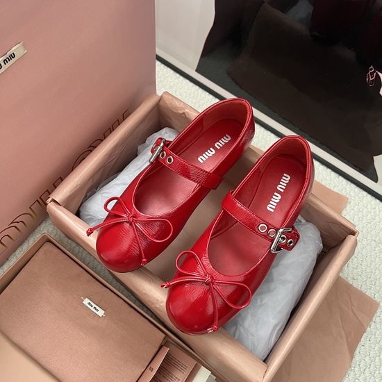 Miu Miu Shiny Mesh Flexible Comfortable Flat Ballet Shoes