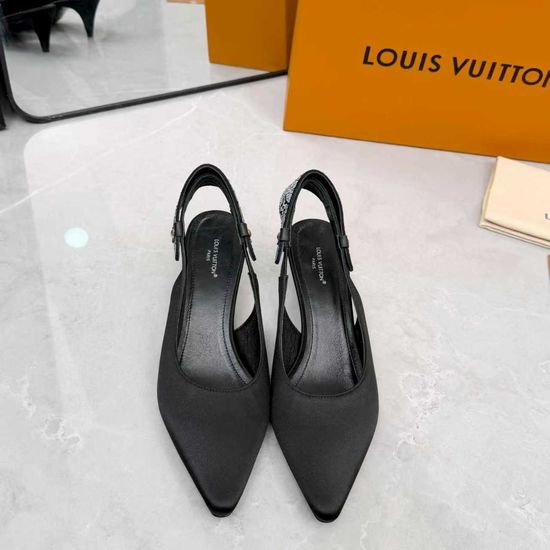Louis Vuitton LV Leather Silk Upper Heeled Shoes Sheepskin Lined
