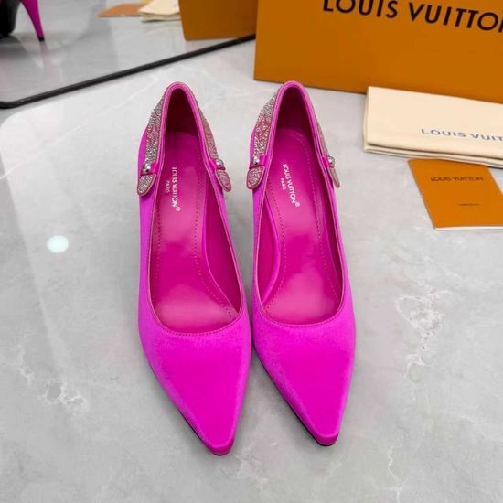 Louis Vuitton LV Leather Silk Upper Heeled Shoes Sheepskin Lined