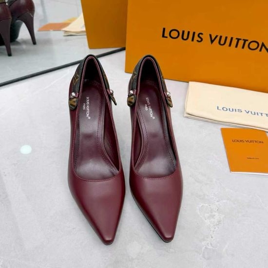 Louis Vuitton LV Leather Silk Upper Heeled Shoes Sheepskin Lined