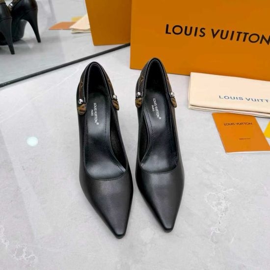 Louis Vuitton LV Leather Silk Upper Heeled Shoes Sheepskin Lined