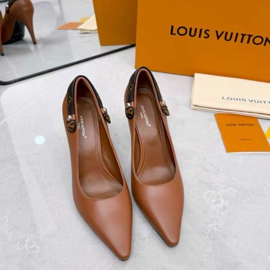 Louis Vuitton LV Leather Silk Upper Heeled Shoes Sheepskin Lined