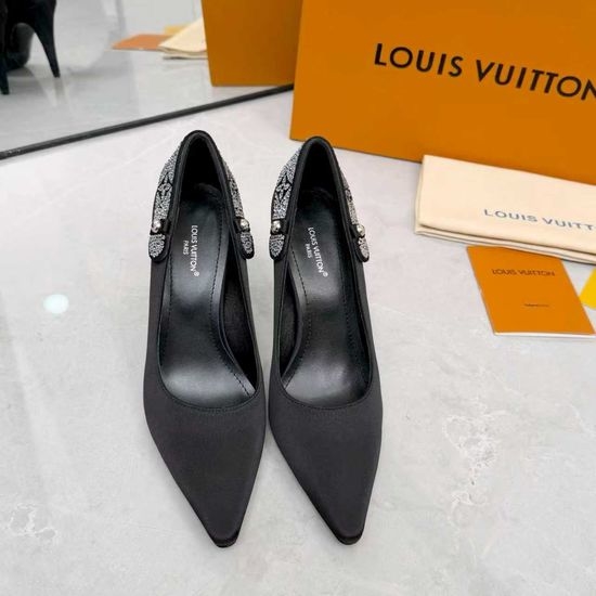 Louis Vuitton LV Leather Silk Upper Heeled Shoes Sheepskin Lined