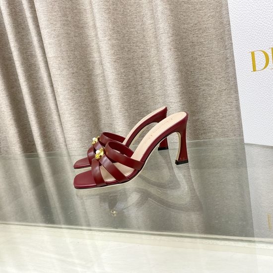 Christian Dior CD Pearl Decor High Heel Open Toe Sandals