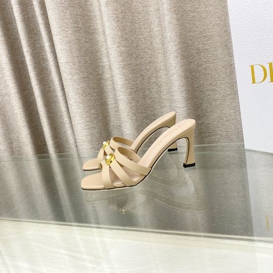 Christian Dior CD Pearl Decor High Heel Open Toe Sandals