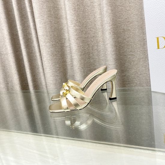 Christian Dior CD Pearl Decor High Heel Open Toe Sandals
