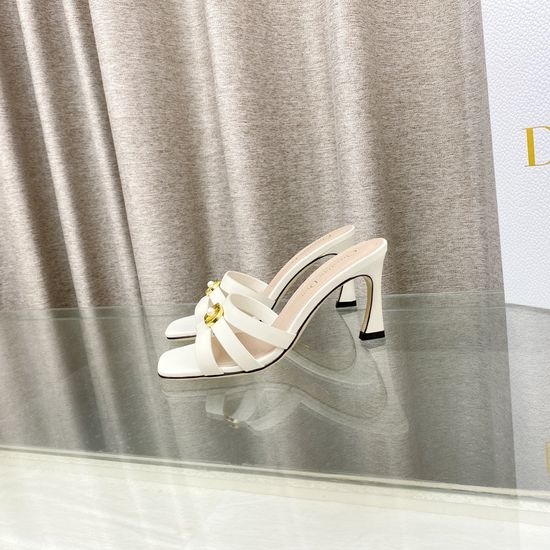 Christian Dior CD Pearl Decor High Heel Open Toe Sandals